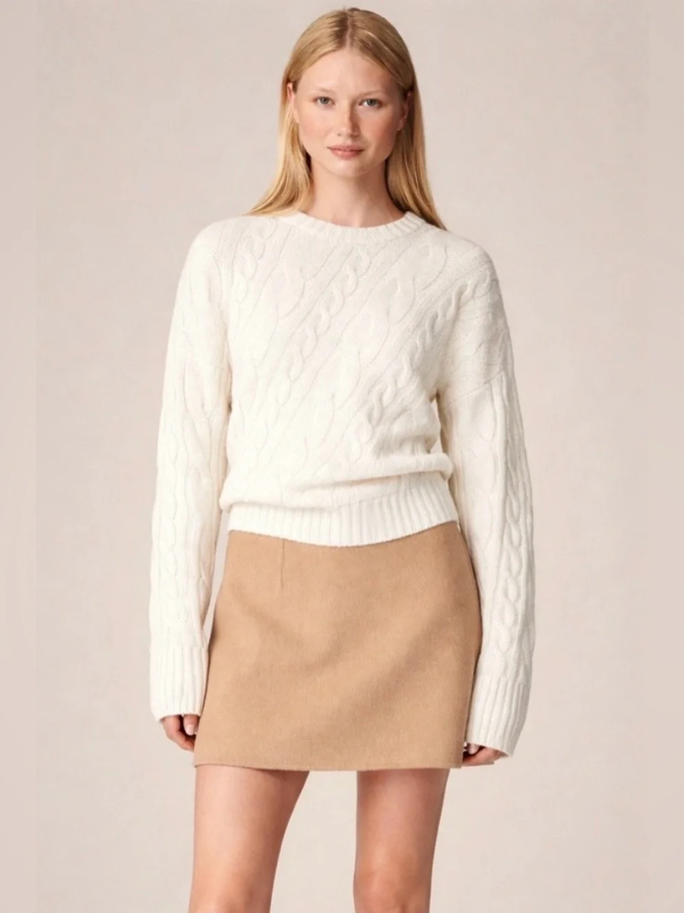 NWT J. CREW Spring Street 100% cashmere twisted cable-knit sweater ivory M